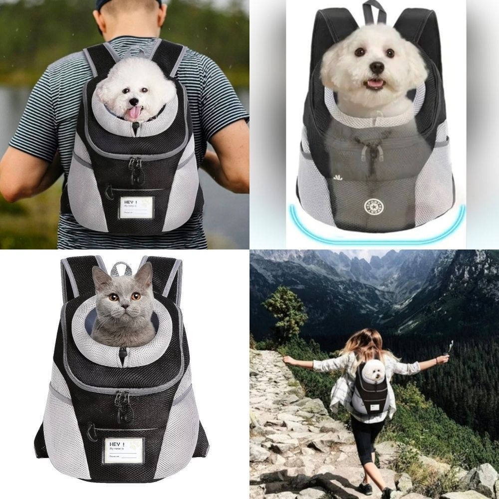 🔸️NWT Gray & Black Breathable Small Pet Travel Carrier Backpack